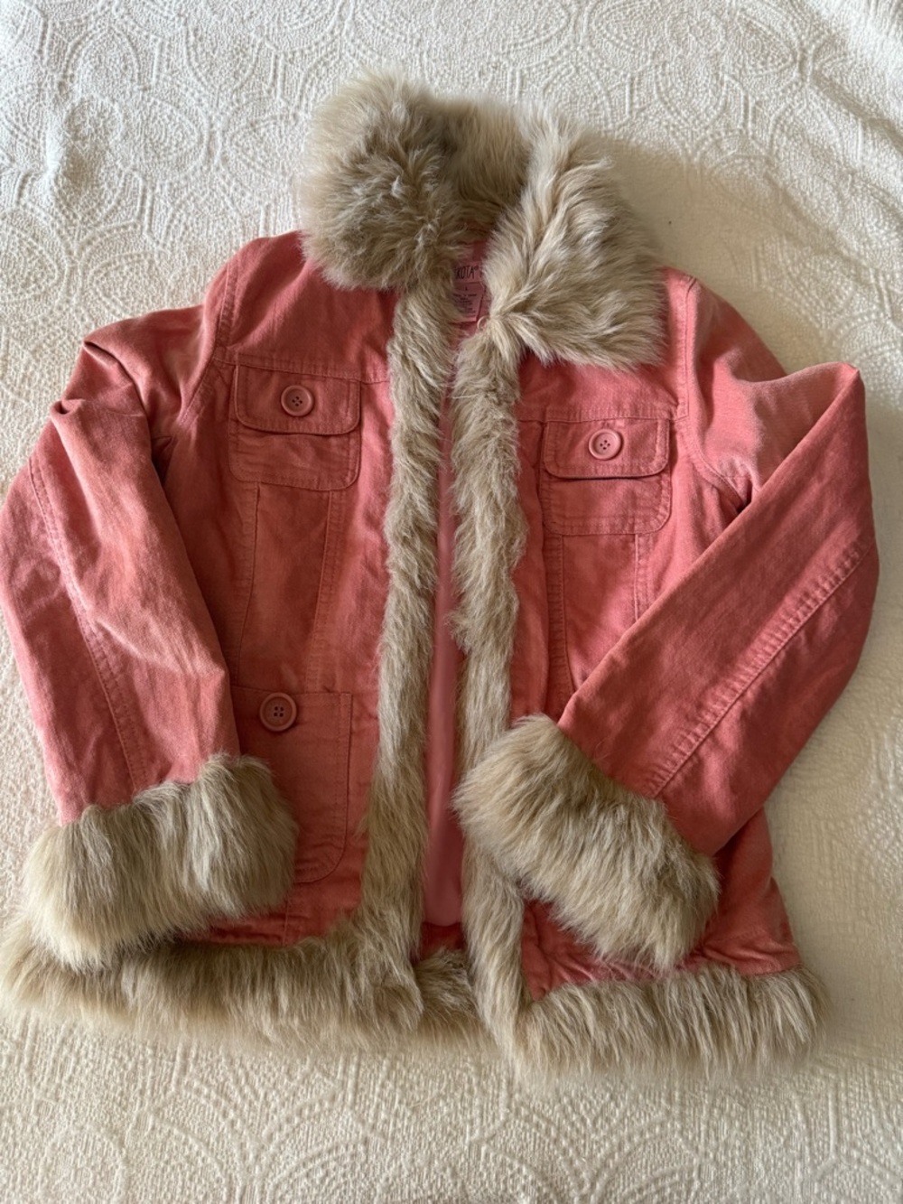BB Dakota Pink Faux-Fur Trim Jean Jacket